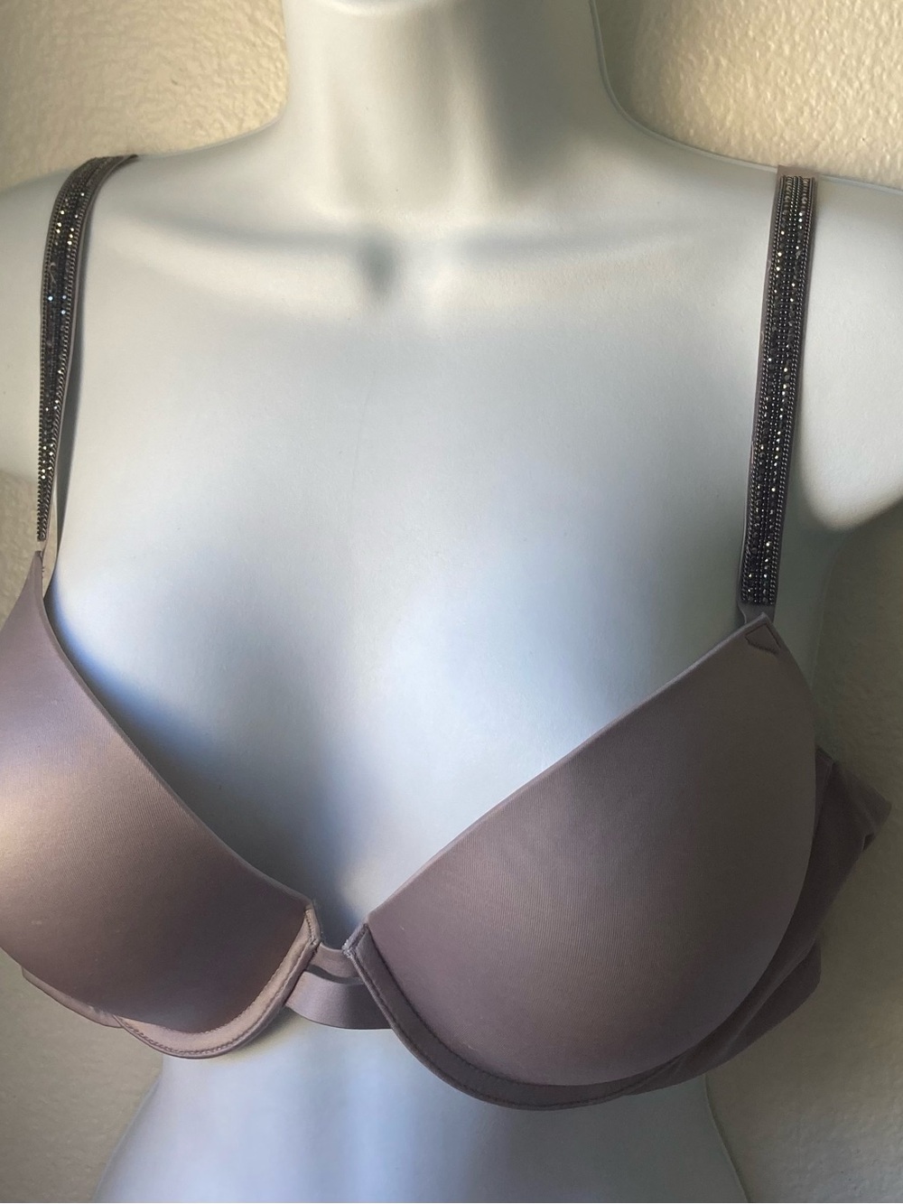 Victoria's Secret Taupe Smooth Molded Bra with Embellished Straps